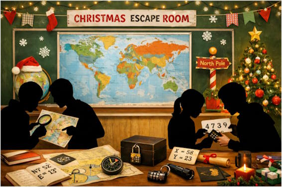 Božićni matematičko-geografski Escape room za učenike sedmih razreda